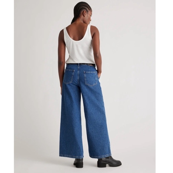 QUINCE • White Cotton Modal Double Scoop Neck Tank Tee Shirt - Picture 4 of 7